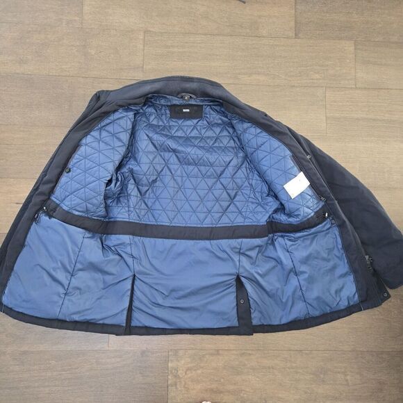Hugo Boss Jacket Mens 42R Black with Blue Quilted Lining Designer - Picture 6 of 9